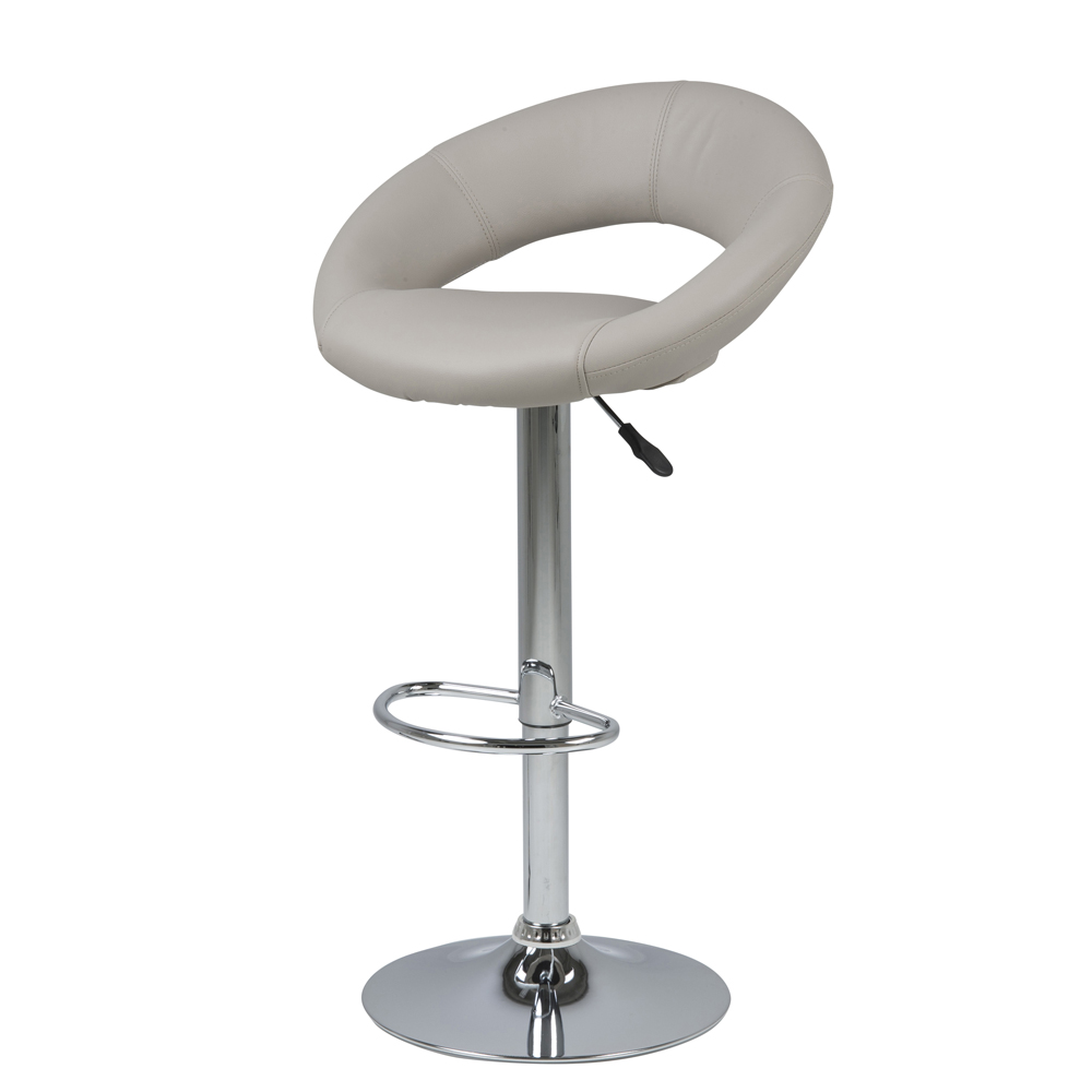 Hoker tapicerowany Bereg popielata ekoskóra na chromowanej nodze - zdjęcie 1