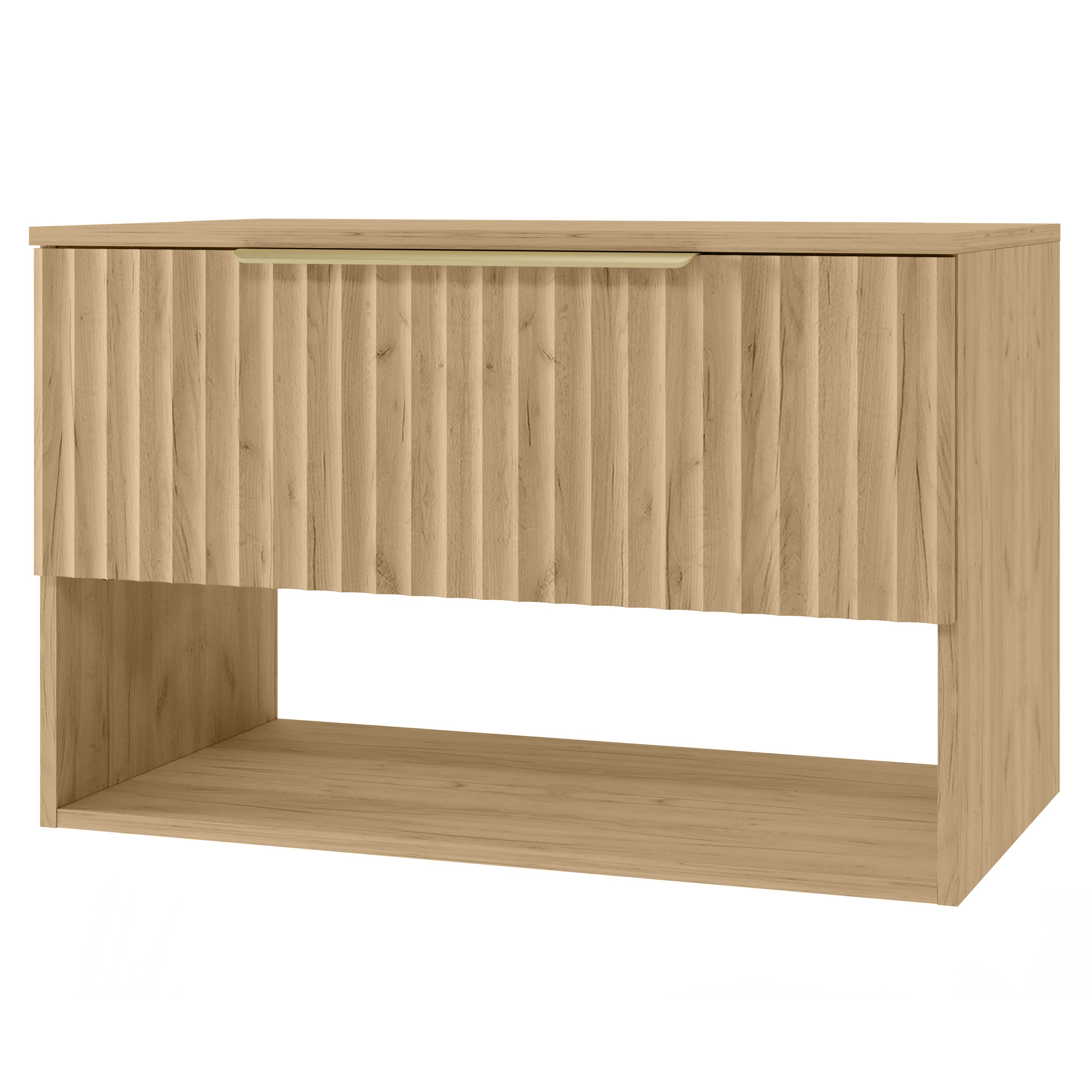 Szafka pod umywalkę Tibu z szufladą i ryflowanym frontem 80 cm dąb - zdjęcie 1