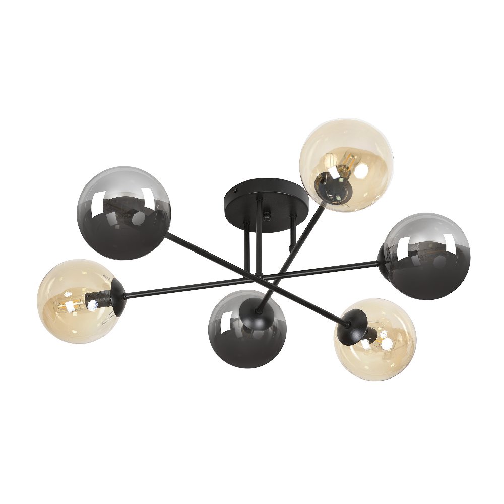 Lampa sufitowa Minturno czarno-miodowa x6 - zdjęcie 1