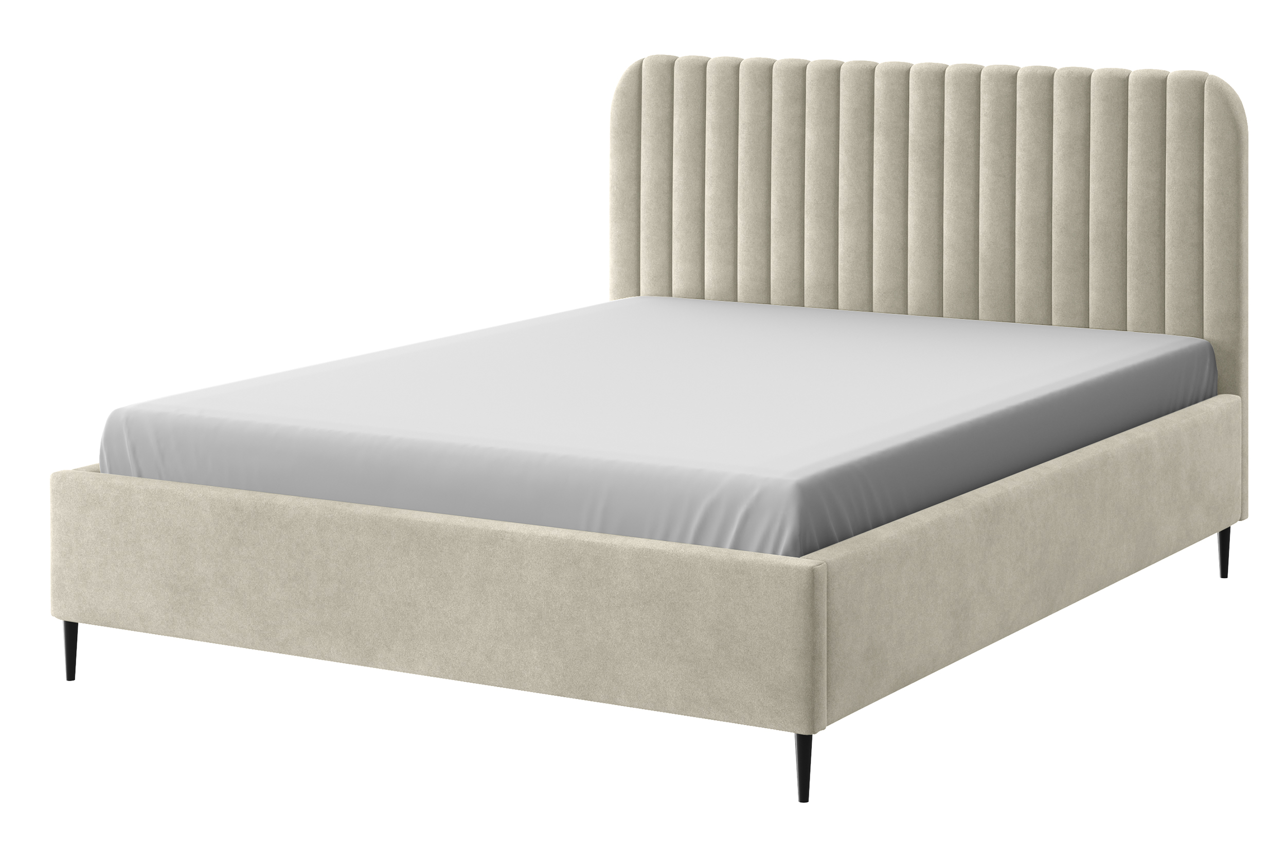 Łózko tapicerowane Rosillo kremowe 160x200 stelaż metalowy welur
