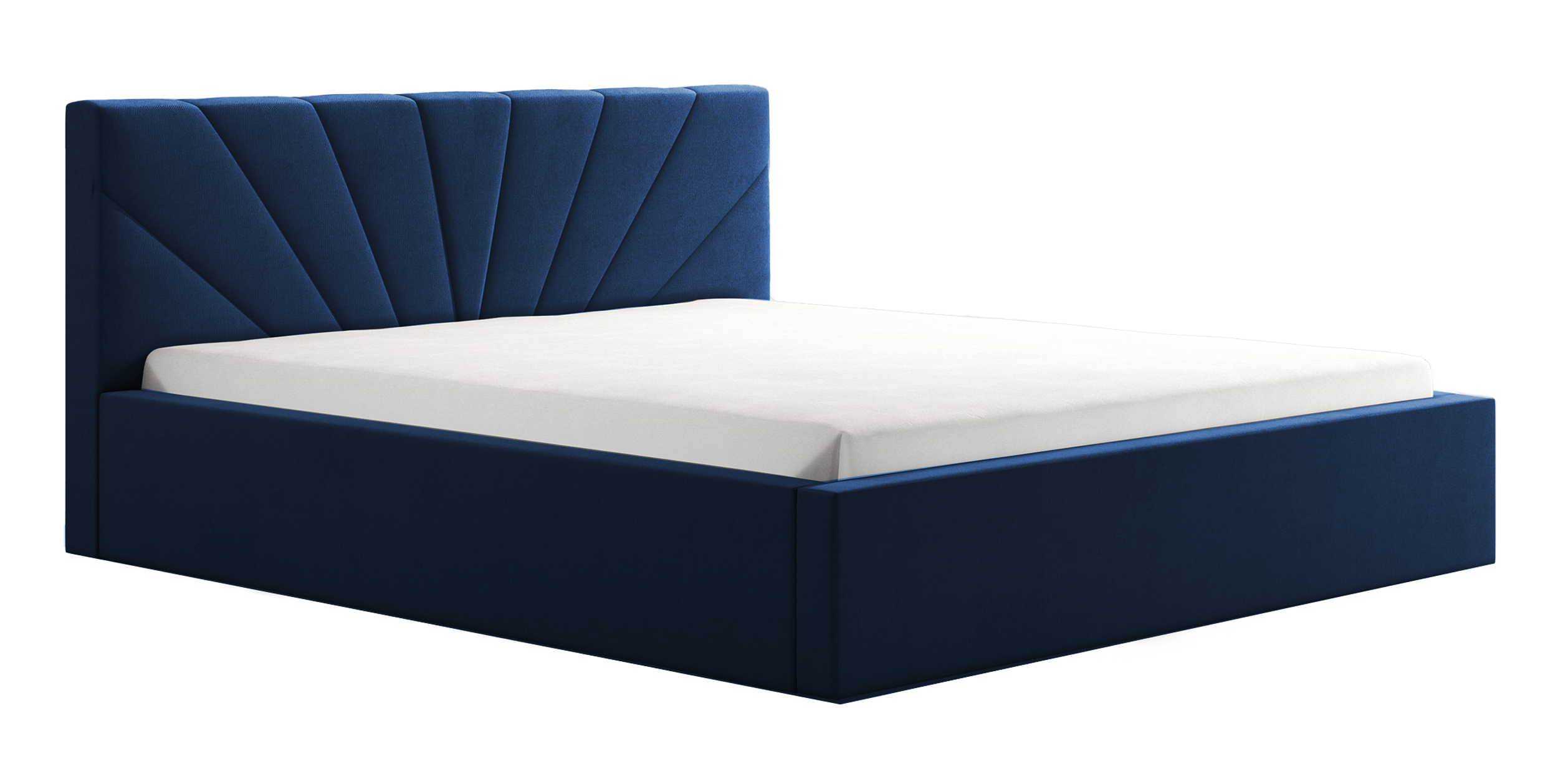 Łóżko tapicerowane 180x200 cm Mandrella z pojemnikiem stelaż metalowy granatowe - zdjęcie 1