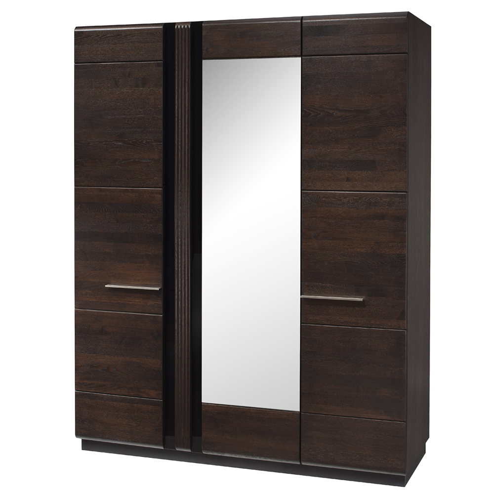 Szafa Petirly trzydrzwiowa z lustrem front z litego drewna 165 cm - zdjęcie 1