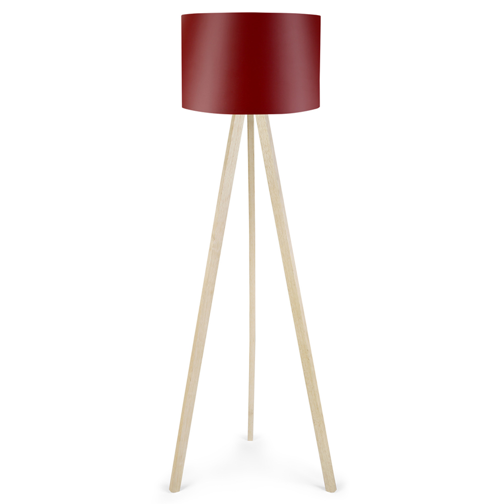 Lampa podłogowa Salika bordowa na kremowym stelażu - zdjęcie 1