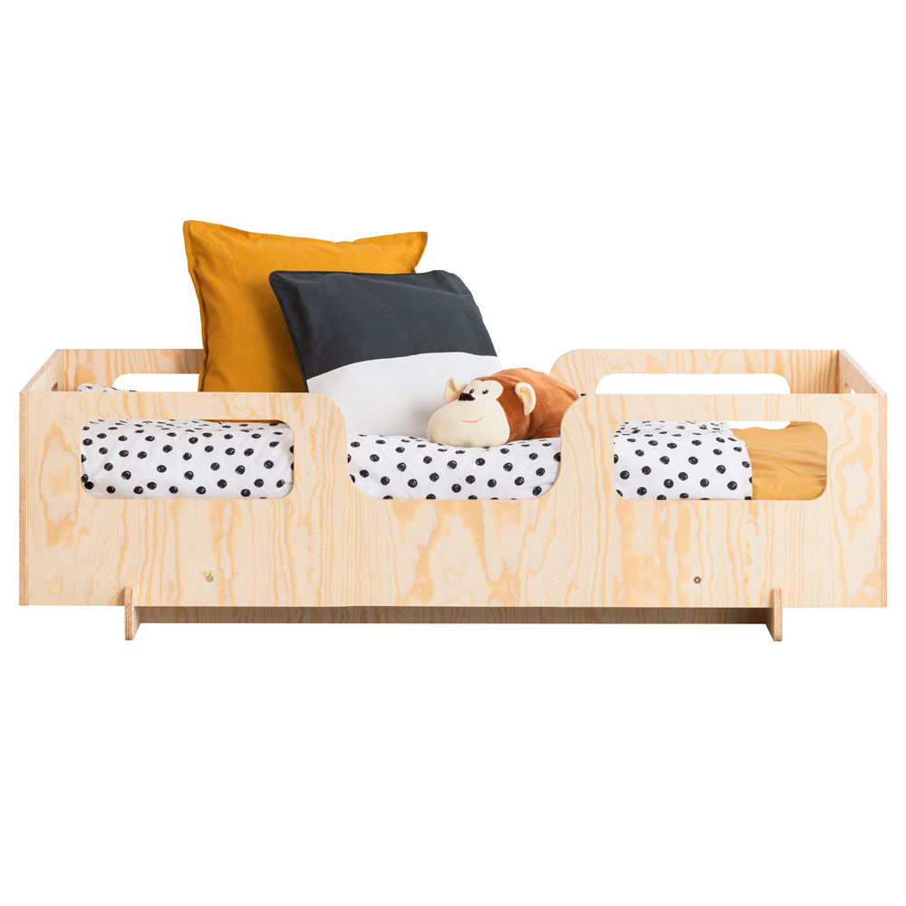 Łóżko drewniane dla dziecka Kyori z czterema barierkami 80x200 cm - zdjęcie 1
