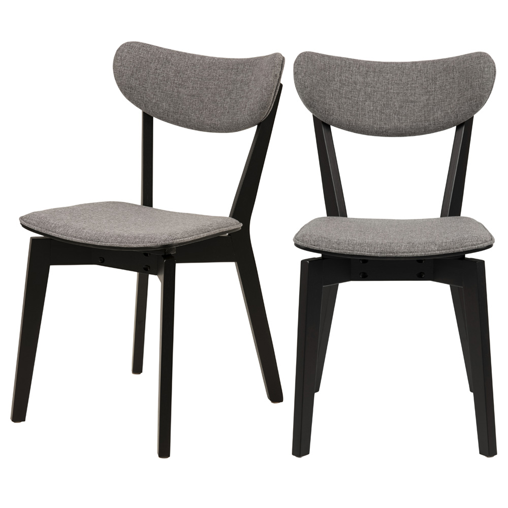 Zestaw dwóch krzeseł tapicerowanych Gemirro szare na czarnych nóżkach