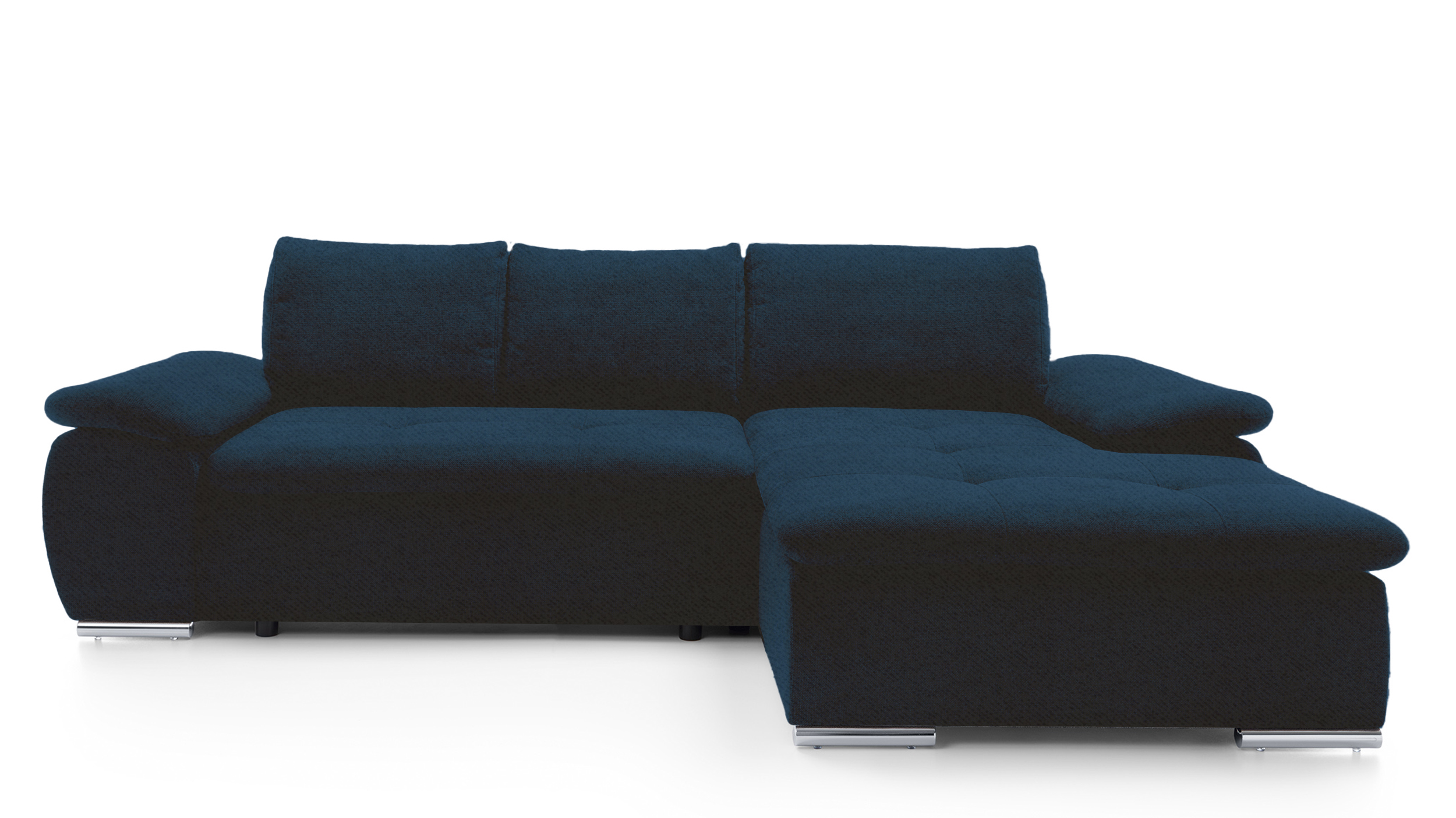 Narożnik z funkcją spania Amateo L-kształtny z pojemnikiem granatowy velvet hydrofobowy prawostronny - zdjęcie 1