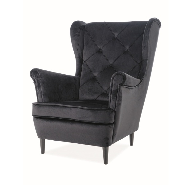 Fotel Lauri uszak czarny welur