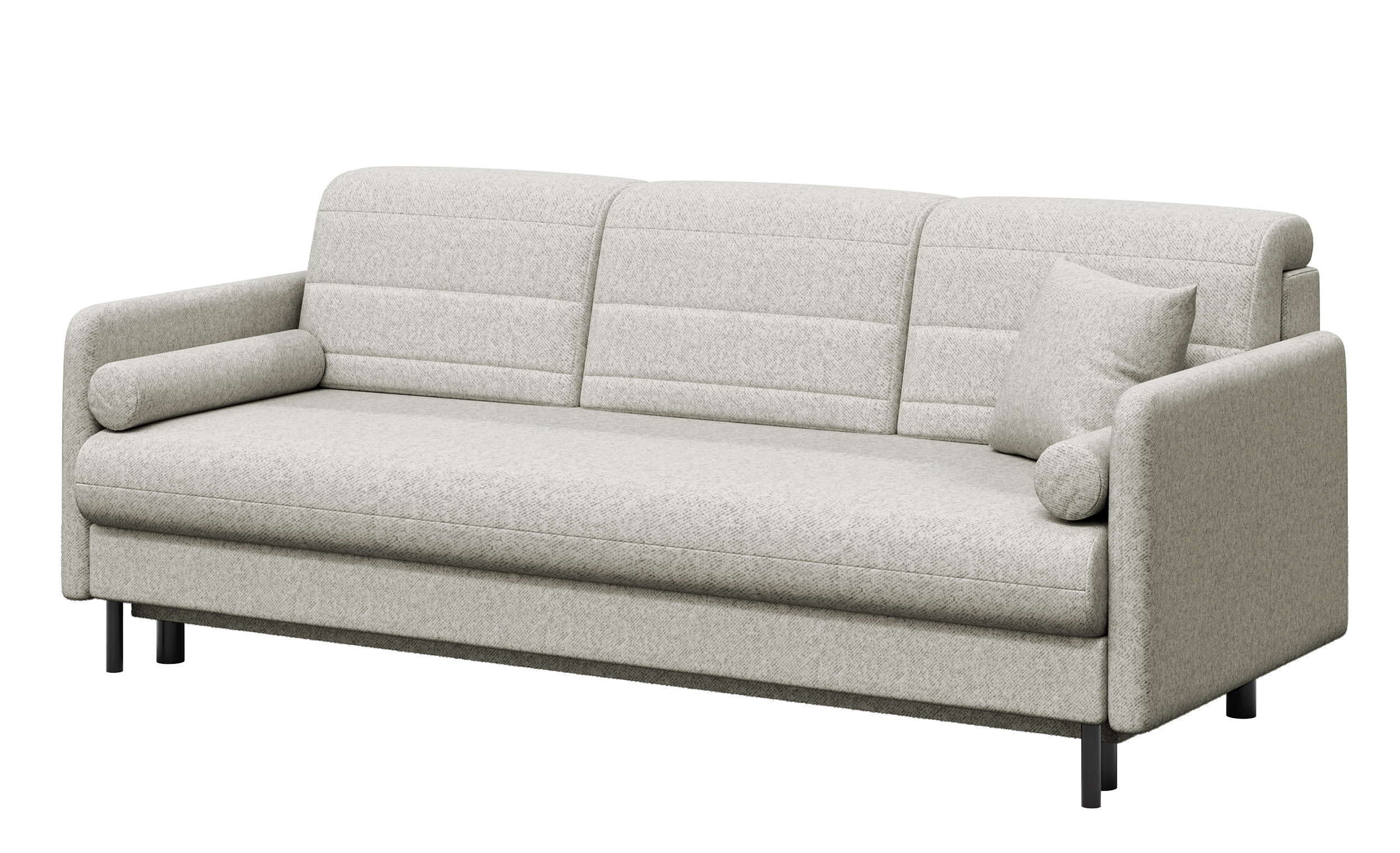 Kanapa rozkładana trzyosobowa Alto z pojemnikiem kremowa welur hydrofobowy - zdjęcie 1