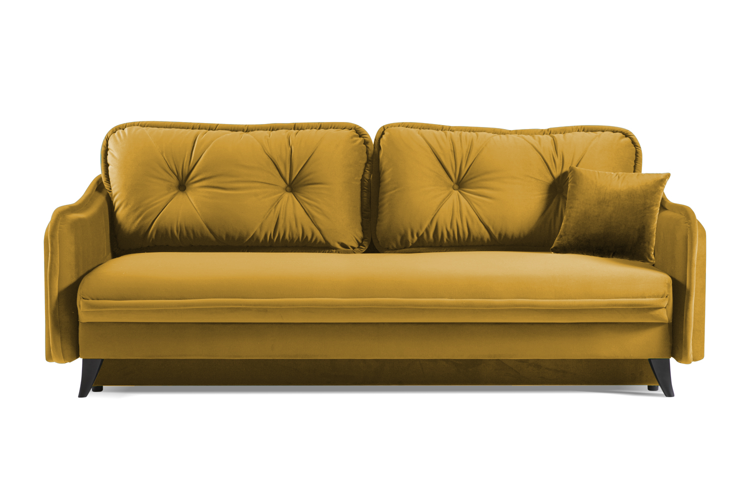 Kanapa rozkładana Rocciano 225 cm z pojemnikiem musztardowa welur - zdjęcie 1