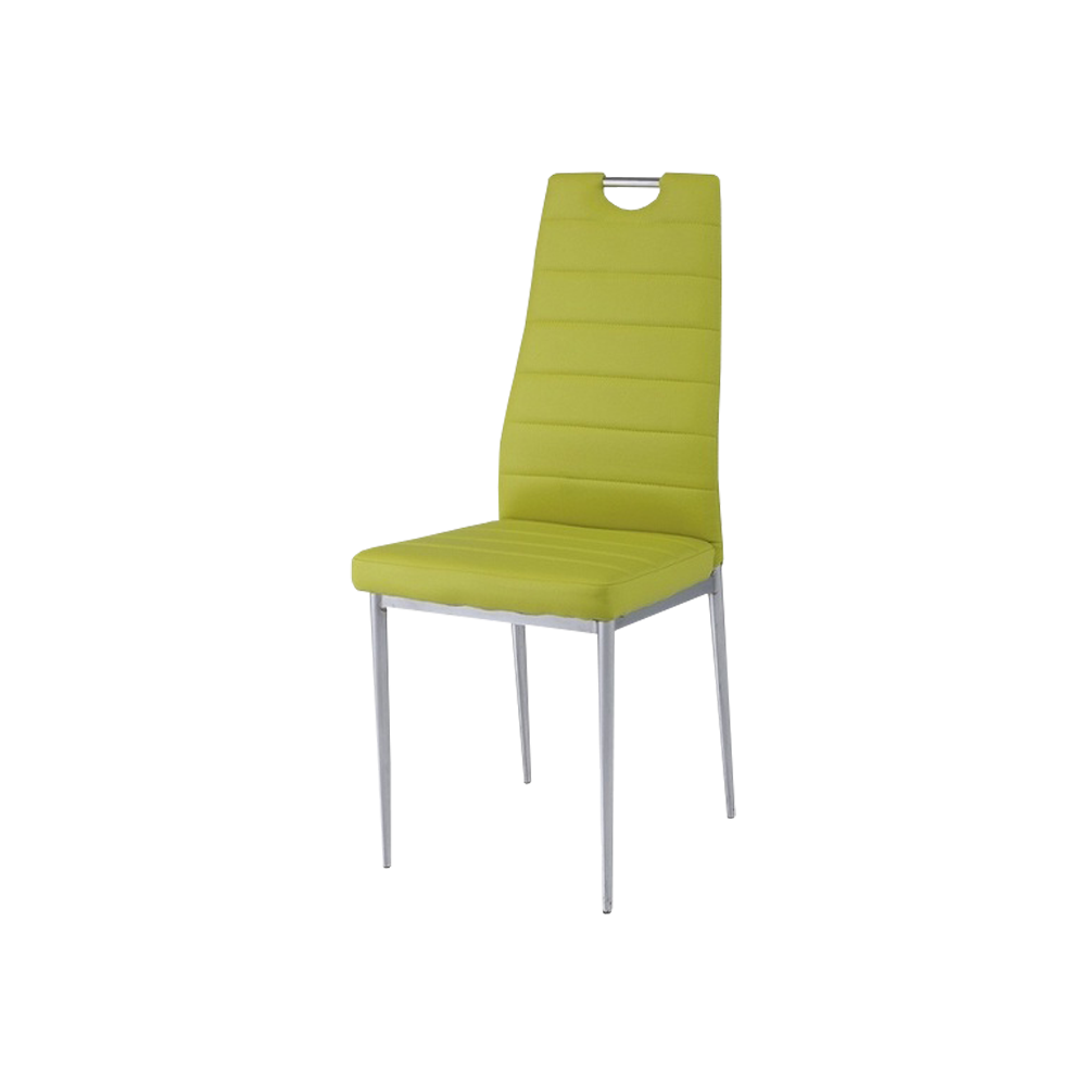 Krzesło tapicerowane Lastad zielone z uchwytem na błyszczącej podstawie