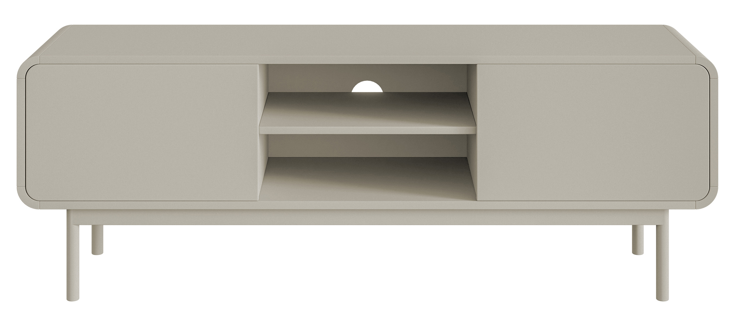 Szafka RTV Oro 154cm z dwiema szufladami i wnęką na nóżkach szary beż - zdjęcie 1