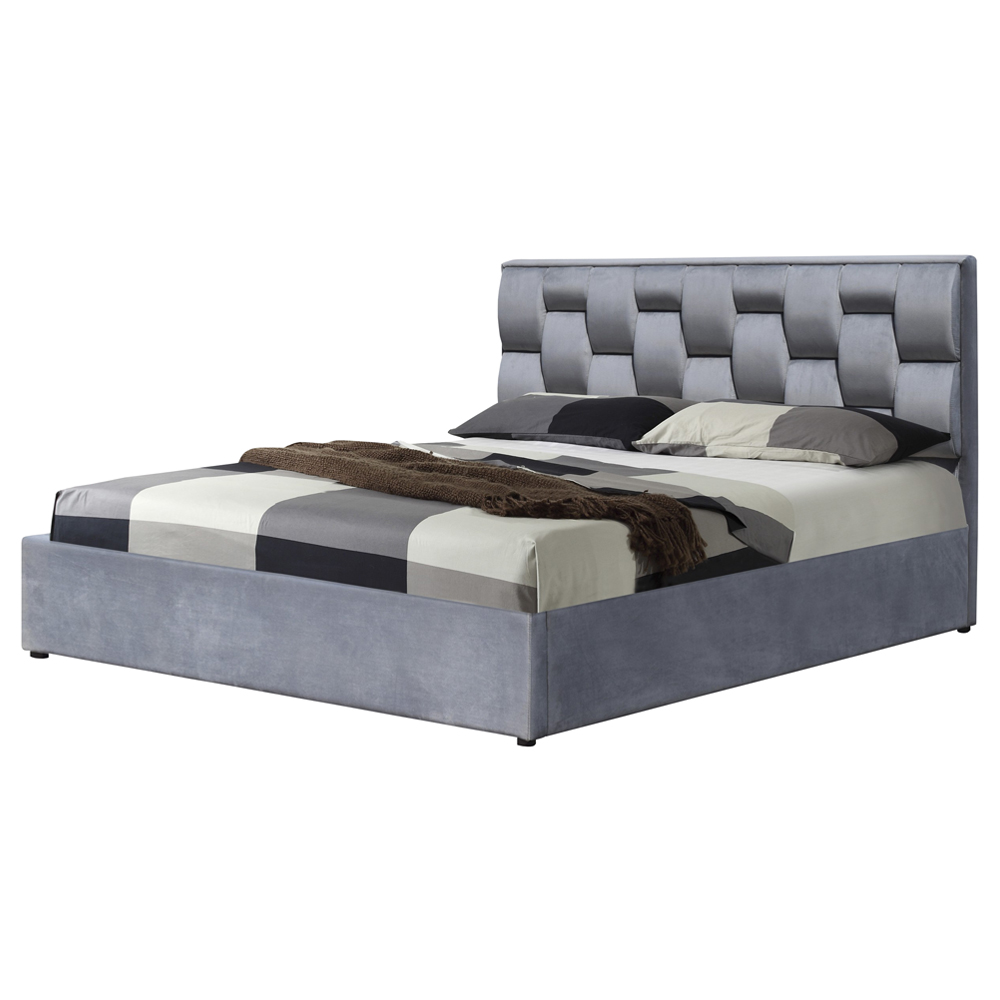 Łóżko tapicerowane z pojemnikiem Atalo 160 x200 cm popielate - zdjęcie 1