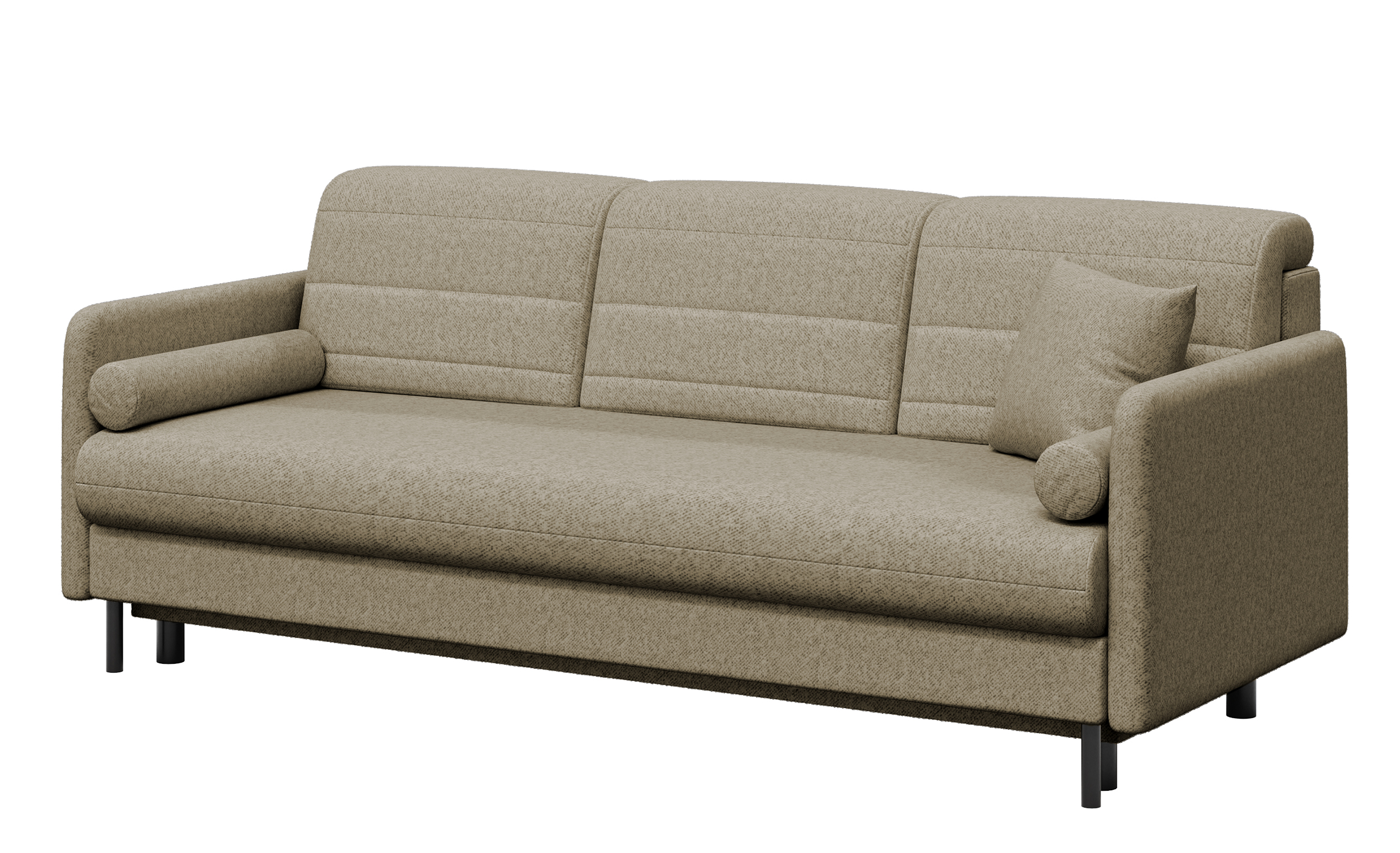 Kanapa rozkładana trzyosobowa Alto z pojemnikiem beżowa welur hydrofobowy - zdjęcie 1