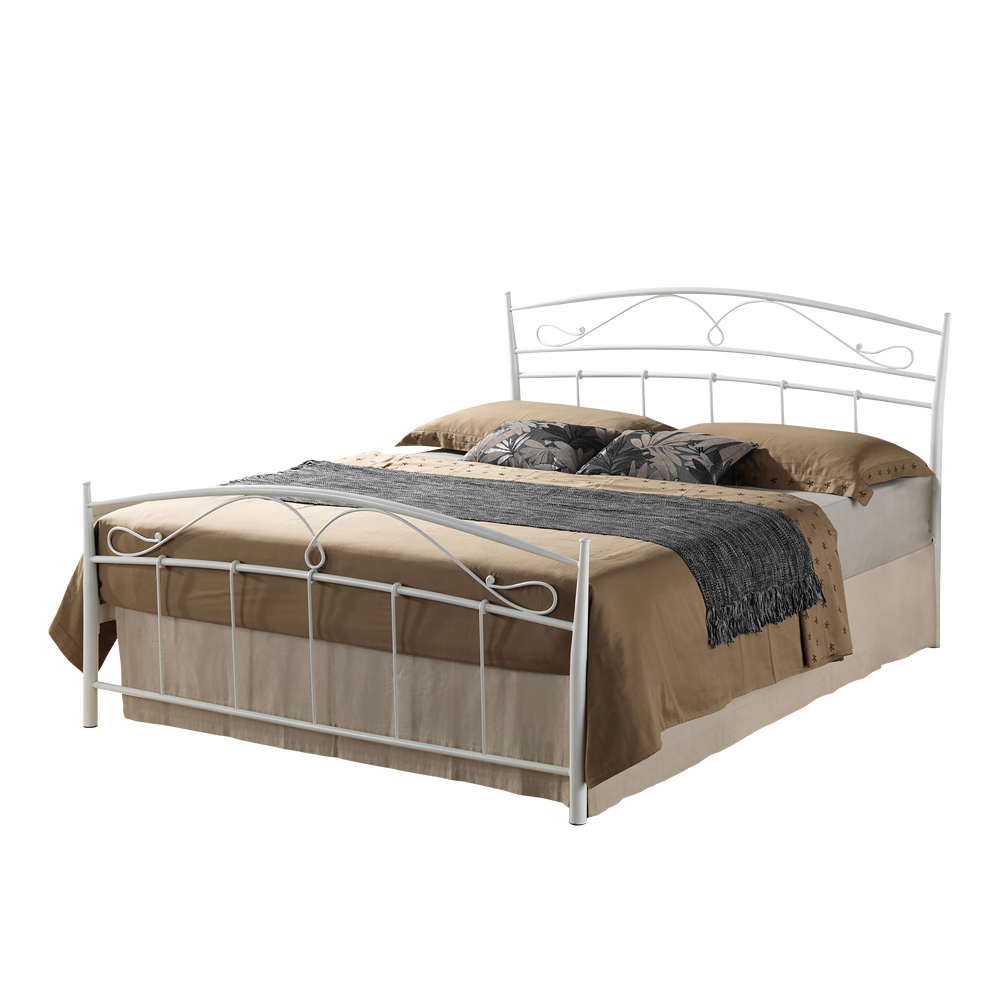 Łóżko metalowe Palawan 140x200 cm białe - zdjęcie 1