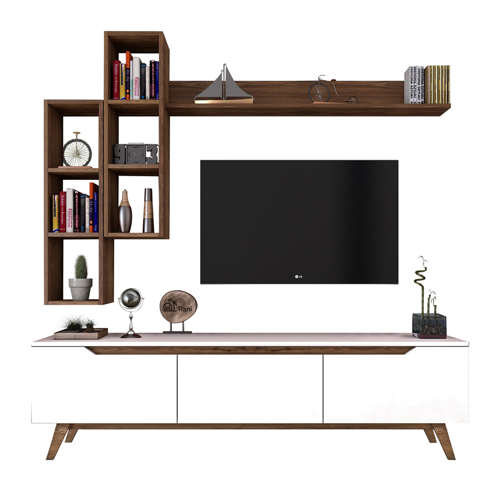 Meblościanka Mwan biały/ciemny orzech - zdjęcie 1