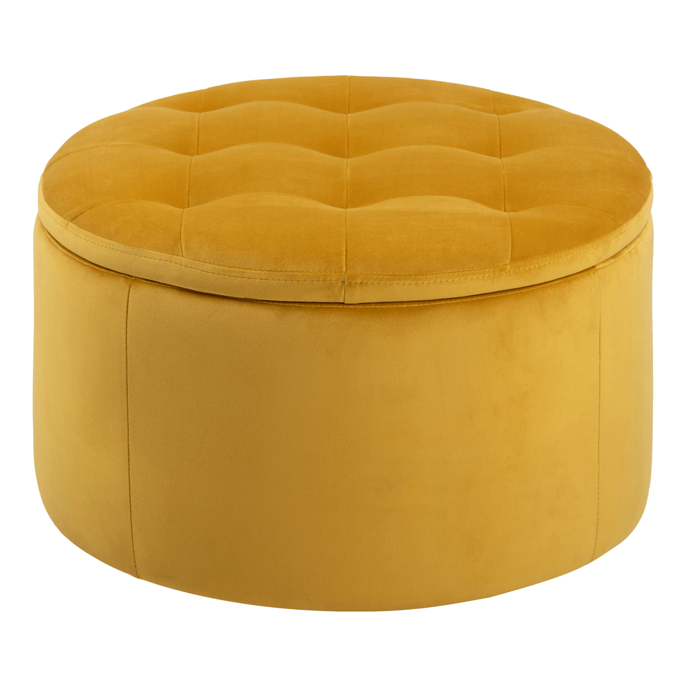 Pufa Retina pikowana żółty welur - zdjęcie 1