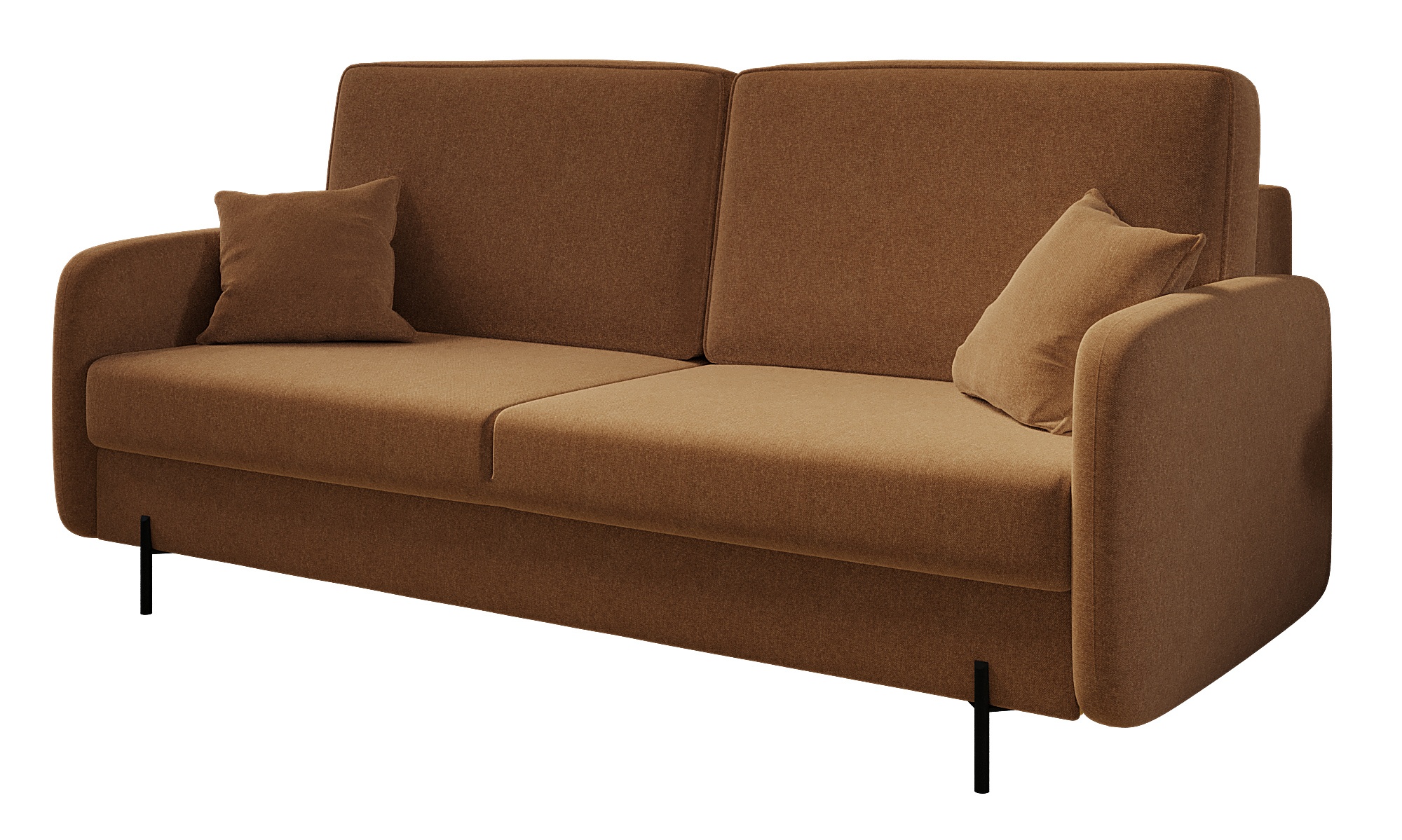 Kanapa rozkładana trzyosobowa Solferina z pojemnikiem miedziana w tkaninie łatwoczyszczącej - zdjęcie 1