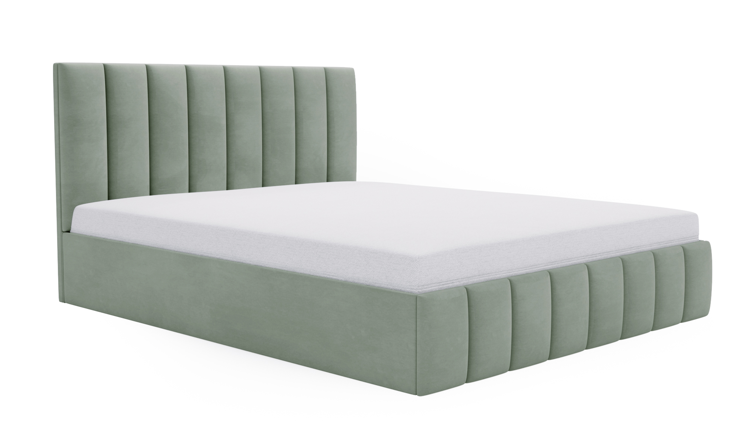 Łóżko tapicerowane 160x200 cm Buenio z pojemnikiem eukaliptusowe velvet hydrofobowy - zdjęcie 1