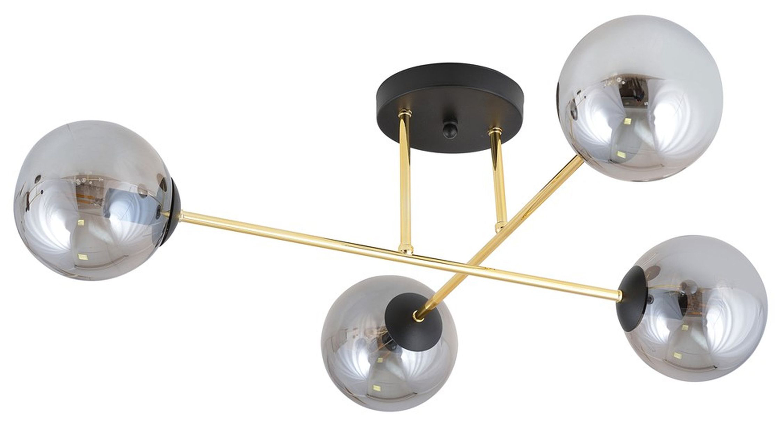Lampa sufitowa Manngum czarno-złota z grafitowymi kloszami x4 - zdjęcie 1