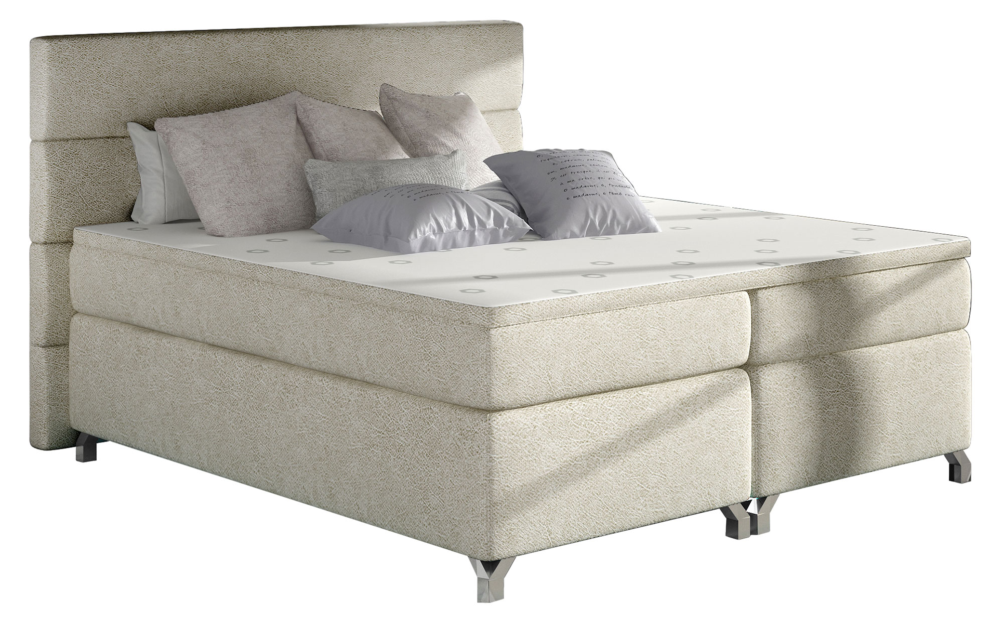 Łóżko kontynentalne Damlay 180x200 cm z pojemnikiem beżowe - zdjęcie 1