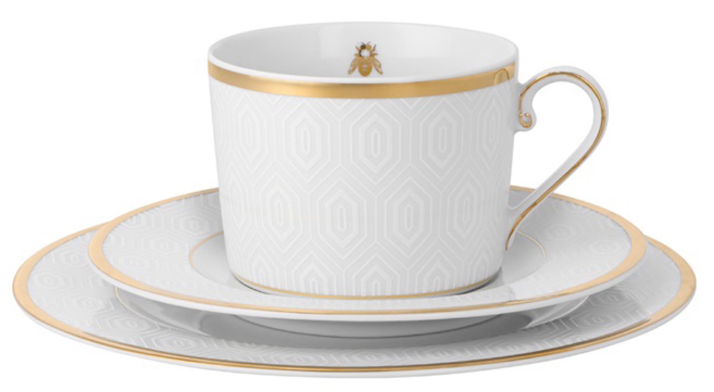 Zestaw do kawy dla 1 os. porcelanowy Jenny biało-złoty - zdjęcie 1