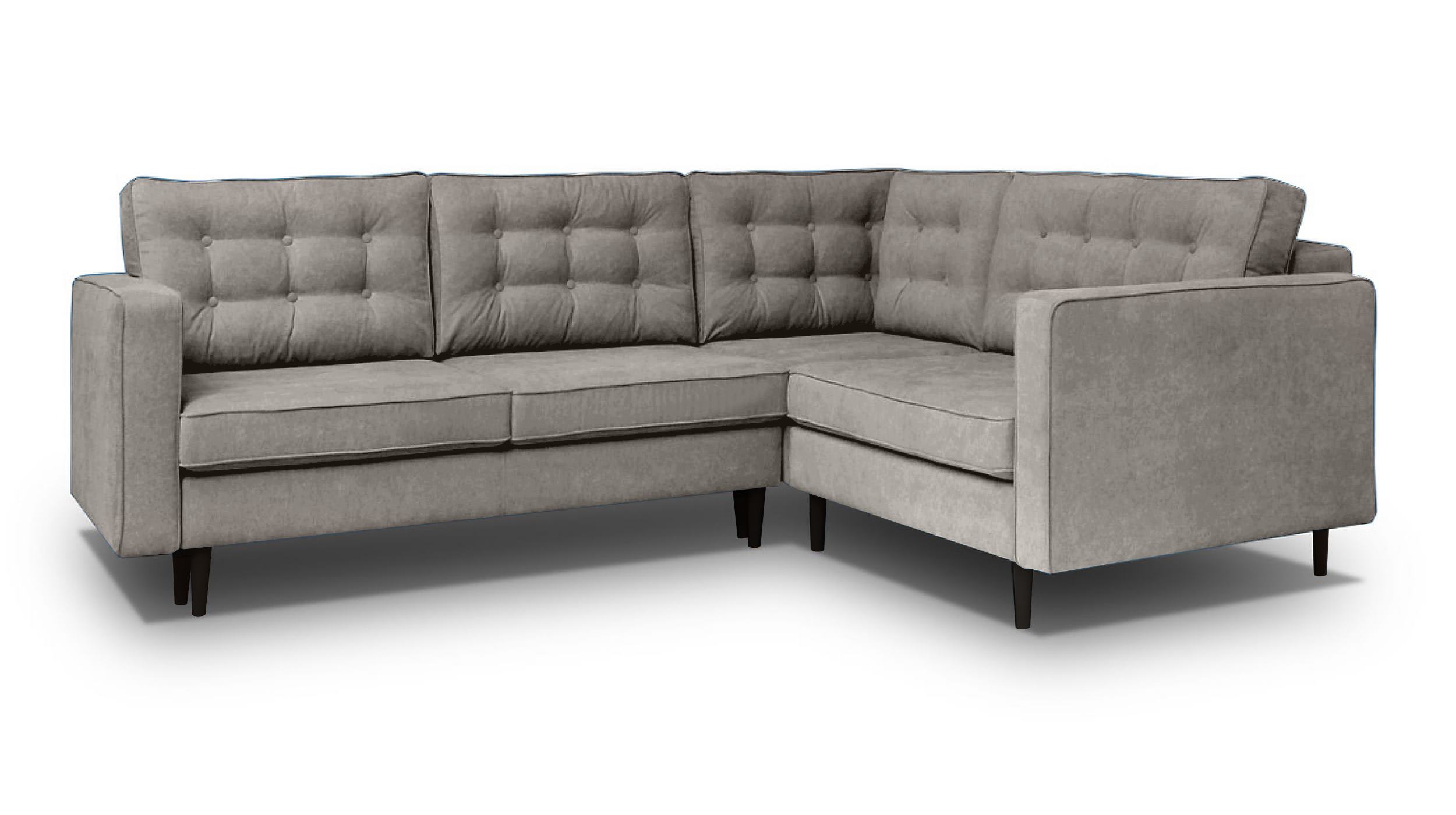 Narożnik z funkcją spania Juttic 250 cm L-kształtny z pojemnikiem szary welwet prawostronny - zdjęcie 1