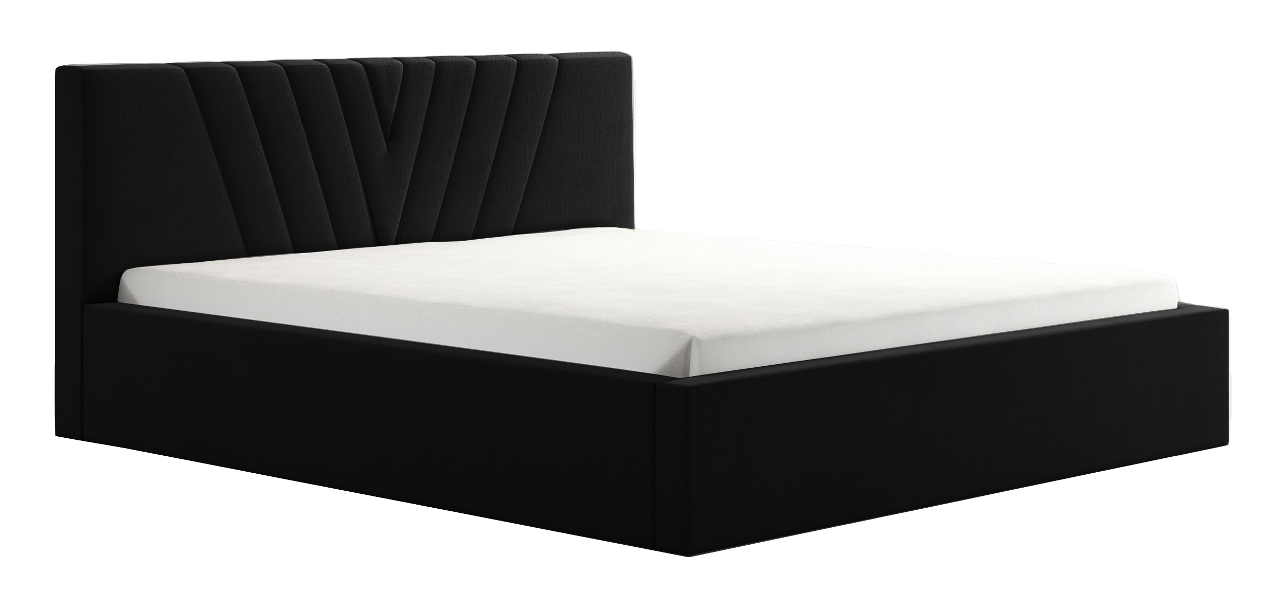 Łóżko tapicerowane 160x200 cm Triverno z pojemnikiem stelaż metalowy czarne - zdjęcie 1