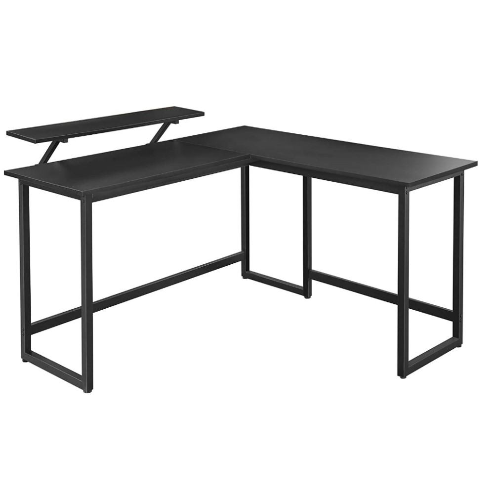 Biurko narożne Ramizu 140x130 cm z nadstawką czarne - zdjęcie 1