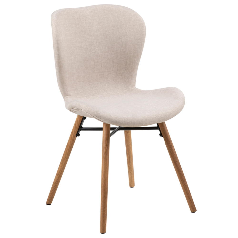 Krzesło tapicerowane Glena beżowa tkanina na dębowych nóżkach - zdjęcie 1