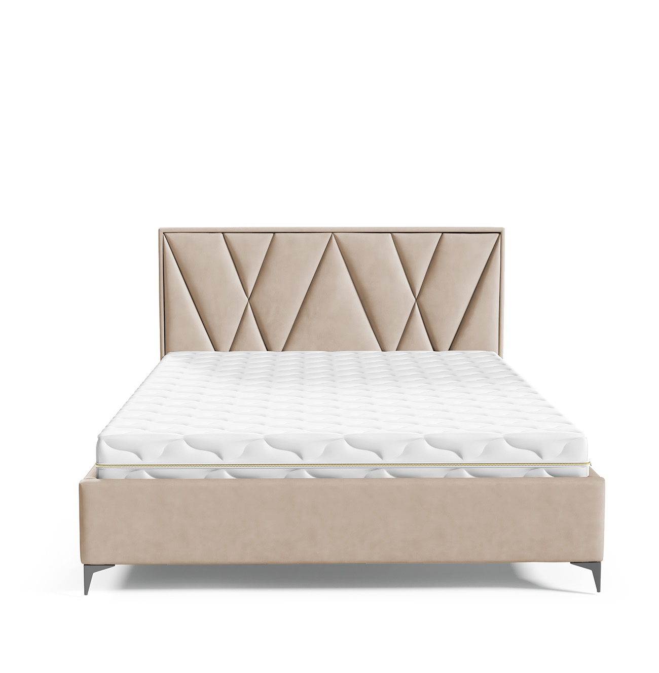 Łóżko tapicerowane 160x200 cm Sermide z pojemnikiem beżowe welur łatwoczyszczący - zdjęcie 1