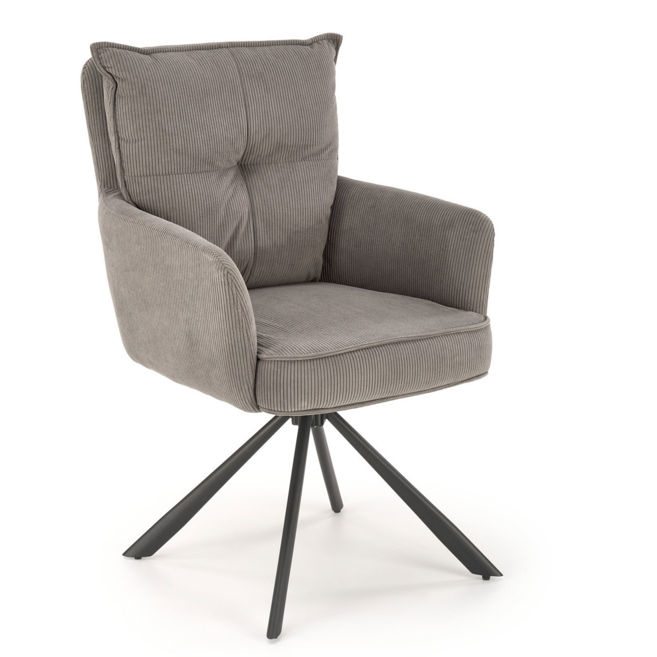 Krzesło tapicerowane Invoters popielaty sztruks na obrotowej podstawie - zdjęcie 1