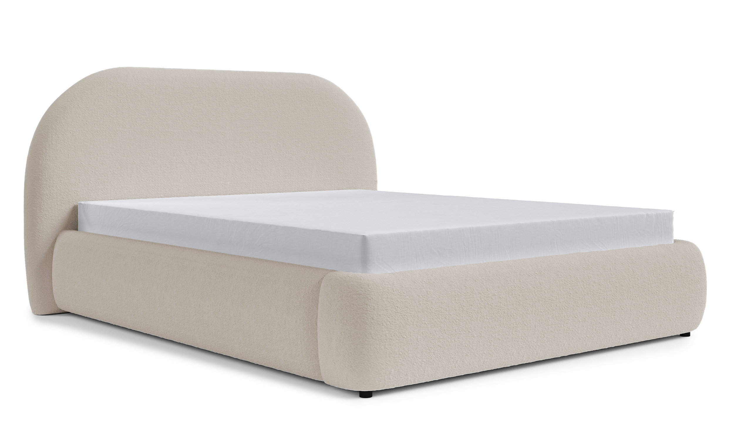 Łóżko tapicerowane 160x200 cm Ovo ciemnobeżowe z pojemnikiem rama metalowa podnośnik gazowy boucle - zdjęcie 1