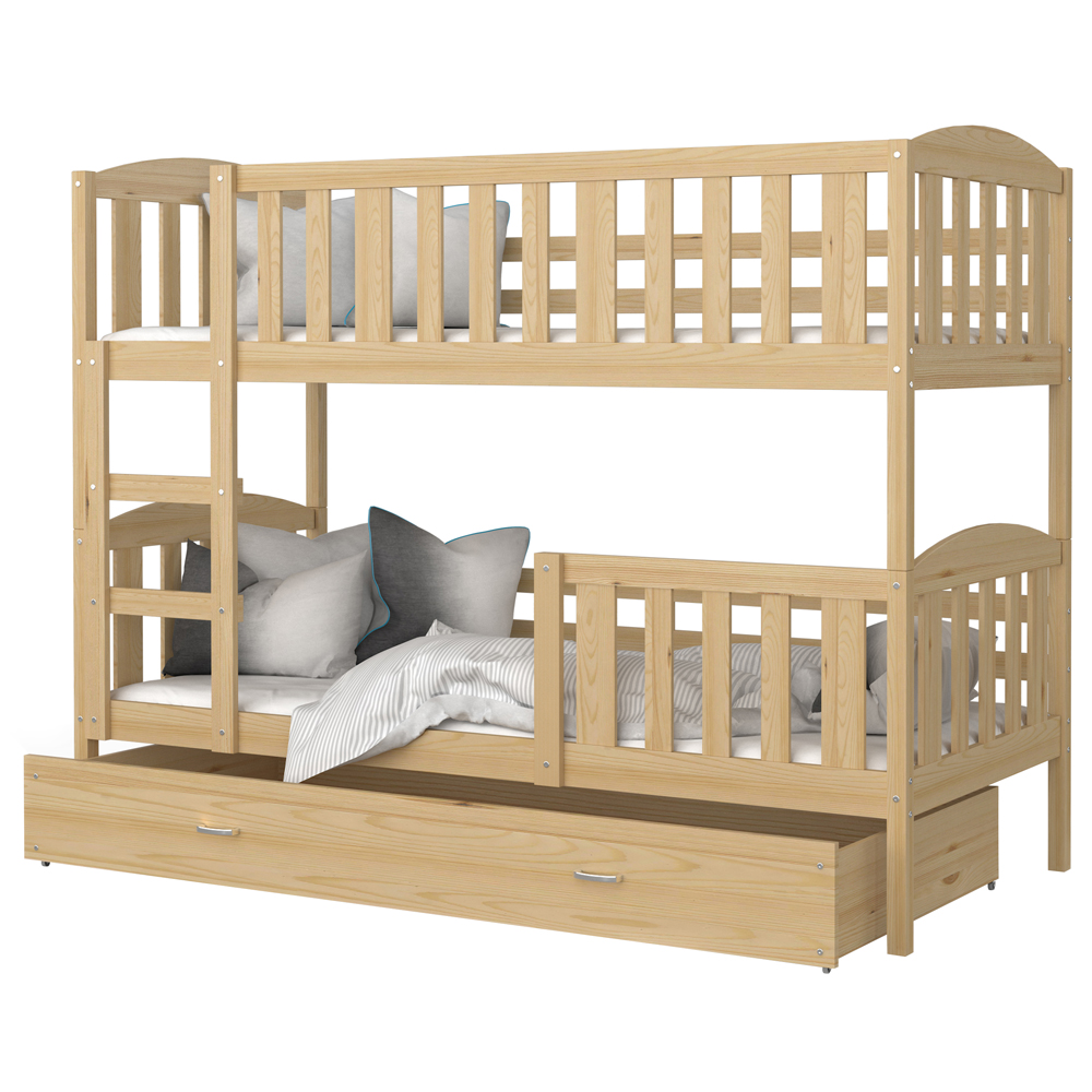 Łóżko drewniane piętrowe Kubben z szufladą i materacem - zdjęcie 1