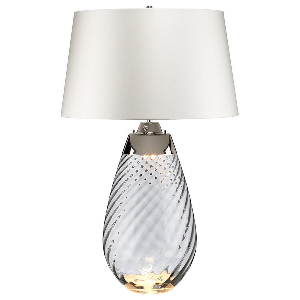 Lampa stołowa Leensy z satyny średnica 46 cm biała/szara - zdjęcie 1