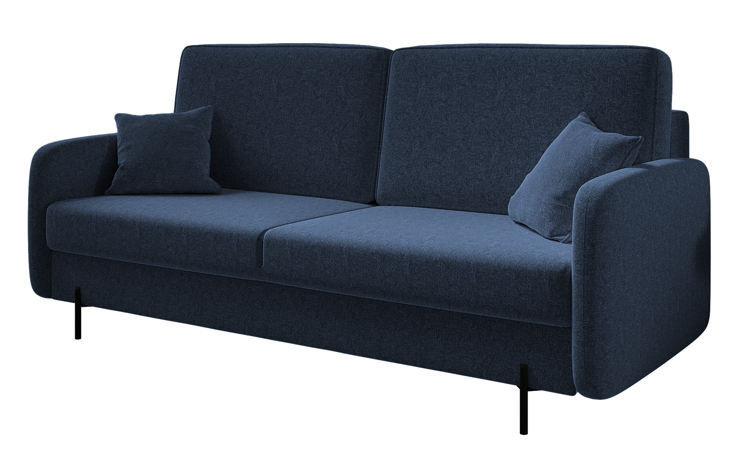 Kanapa rozkładana trzyosobowa Solferina z pojemnikiem granatowa w tkaninie łatwoczyszczącej - zdjęcie 1