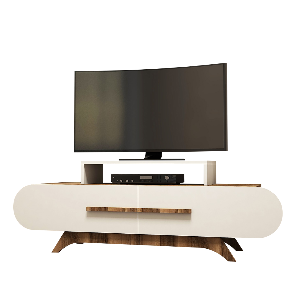 Szafka RTV Ovalia 145 cm z kremowym frontem - zdjęcie 1