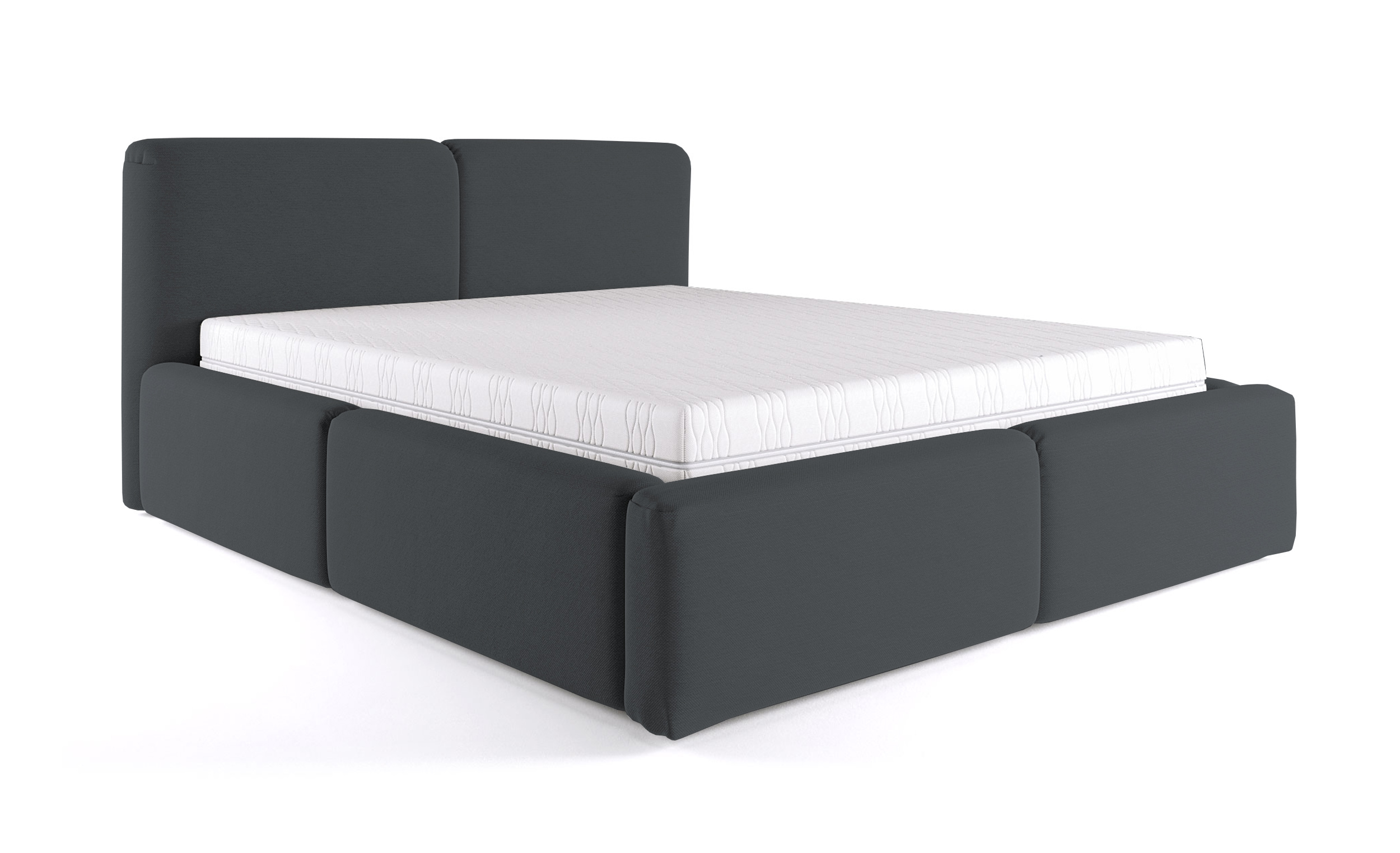 Łóżko tapicerowane 180x200 cm Papillo grafitowe z pojemnikiem steleż metalowy podnośnik gazowy - zdjęcie 1