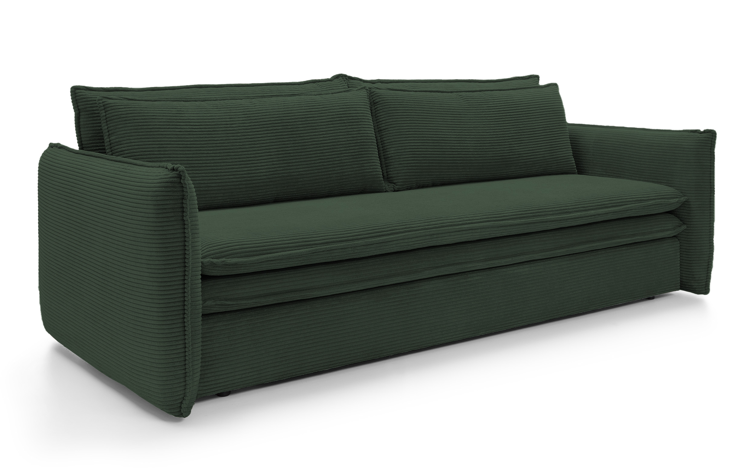 Kanapa rozkładana trzyosobowa Baptello z pojemnikiem ciemnozielona sztruks - zdjęcie 1