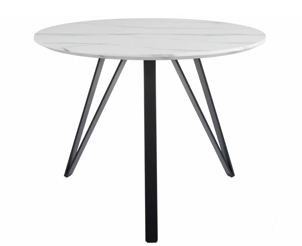 Stół do jadalni Tetis okrągły blat 100 cm biały marmur - zdjęcie 1