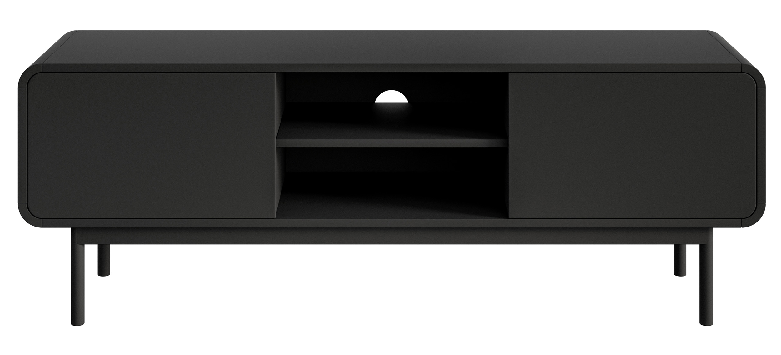 Szafka RTV Oro 154cm z dwiema szufladami i wnęką na nóżkach czarna - zdjęcie 1