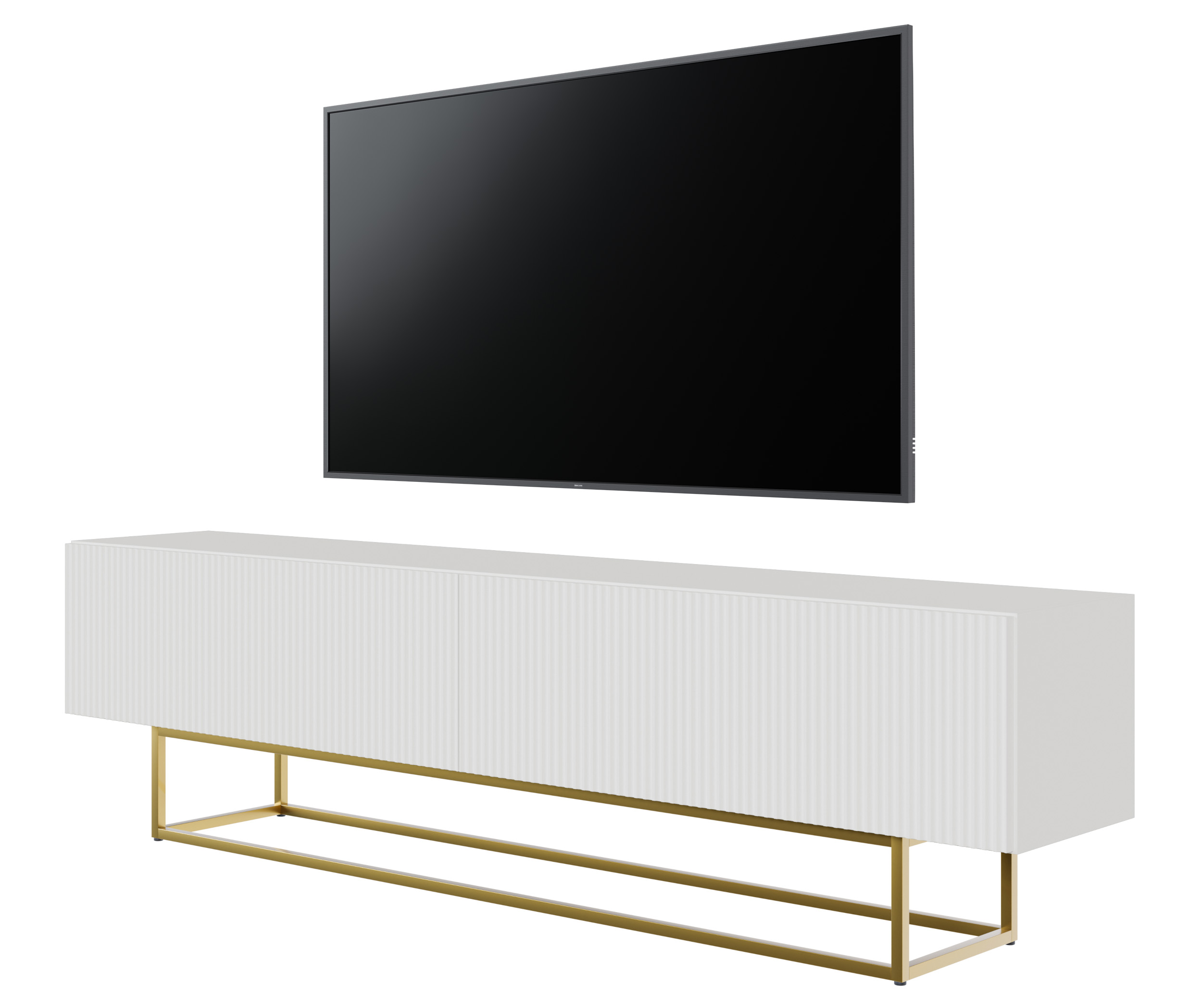 TV-Schrank Veldio 175 cm weiß auf goldenen Beinen - zdjęcie 1