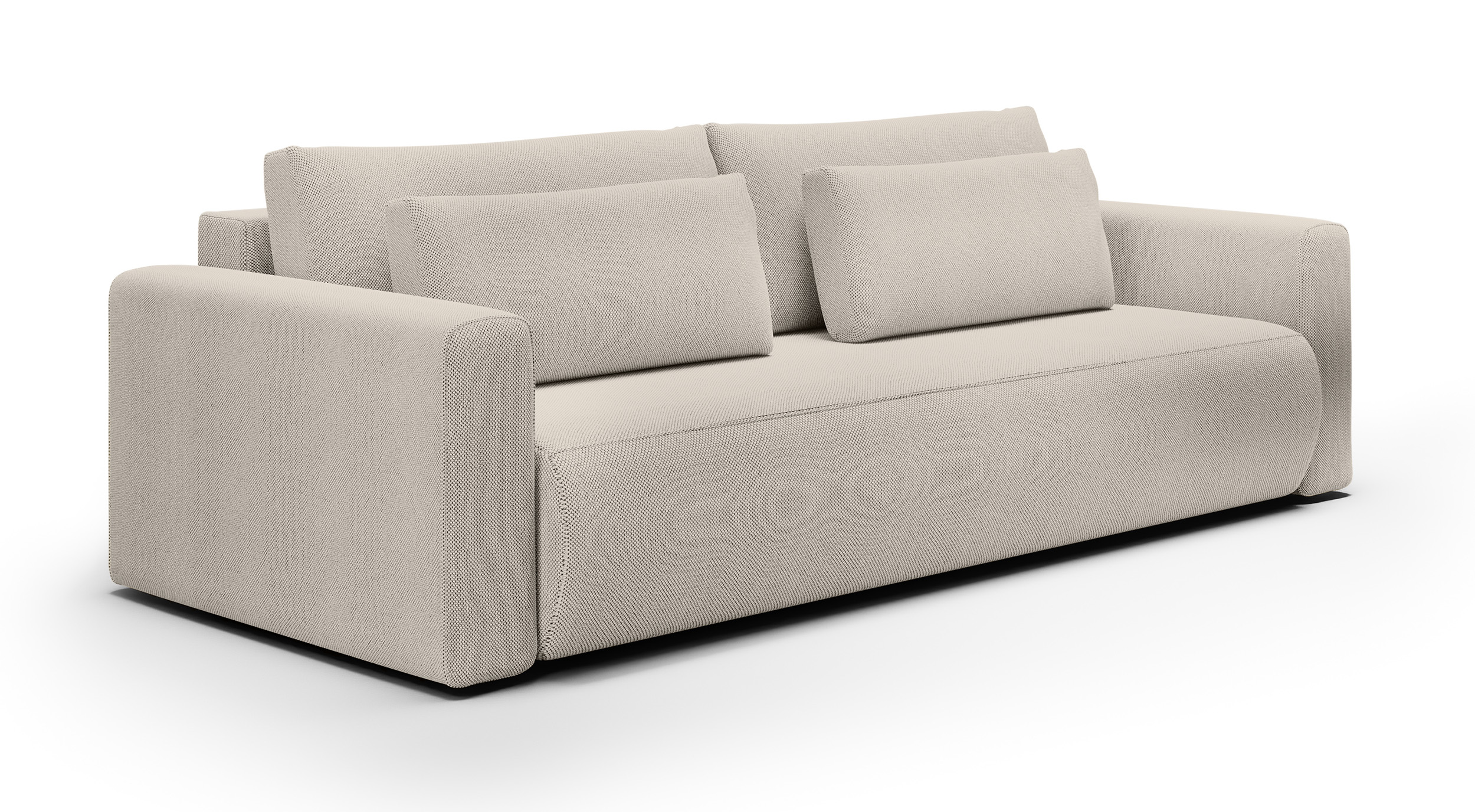 Kanapa rozkładana trzyosobowa Ajwar z pojemnikiem biała szenil hydrofobowy - zdjęcie 1