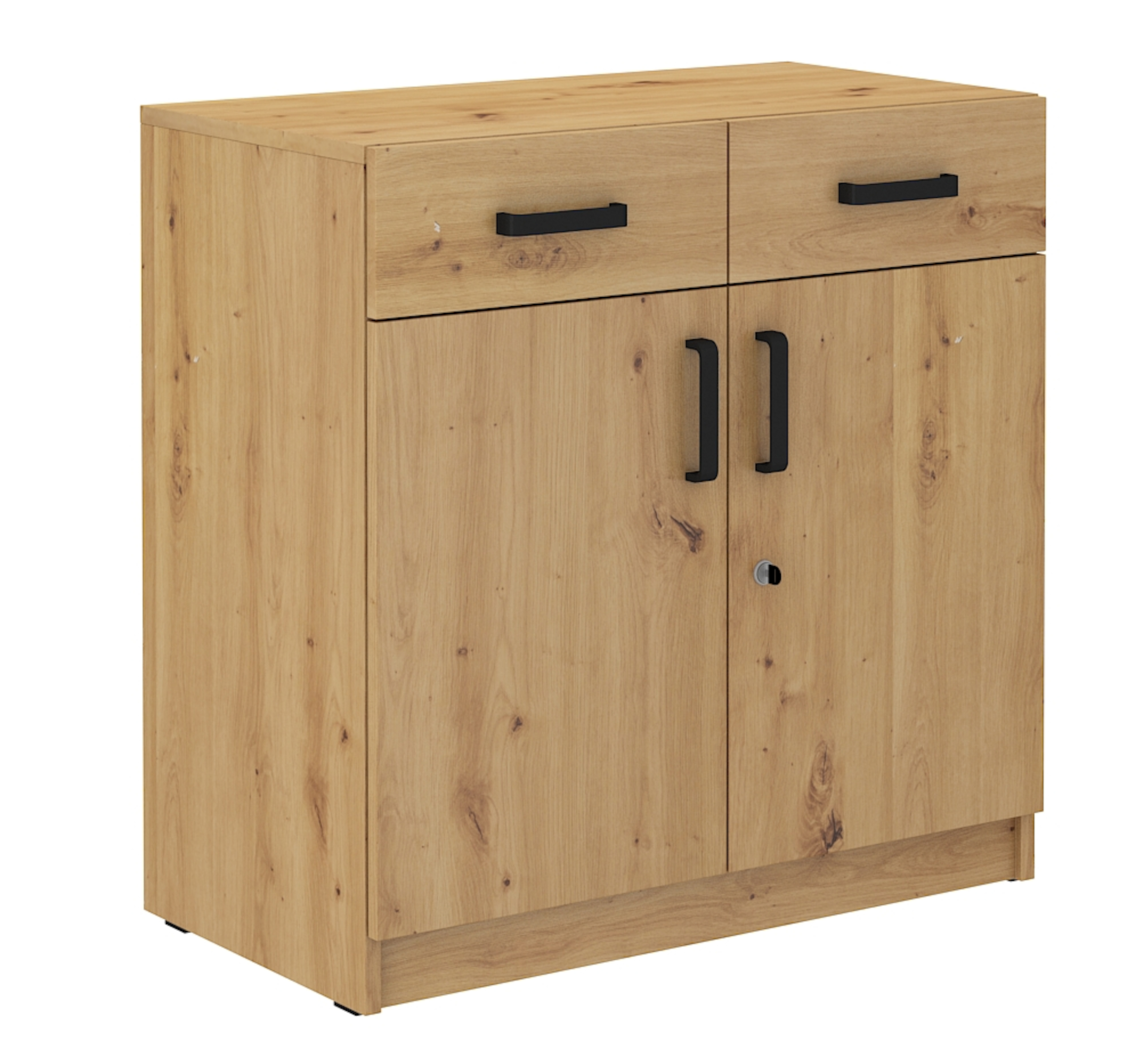 Komoda dwudrzwiowa Stundly z szufladami 80 cm Dąb artisan - zdjęcie 1