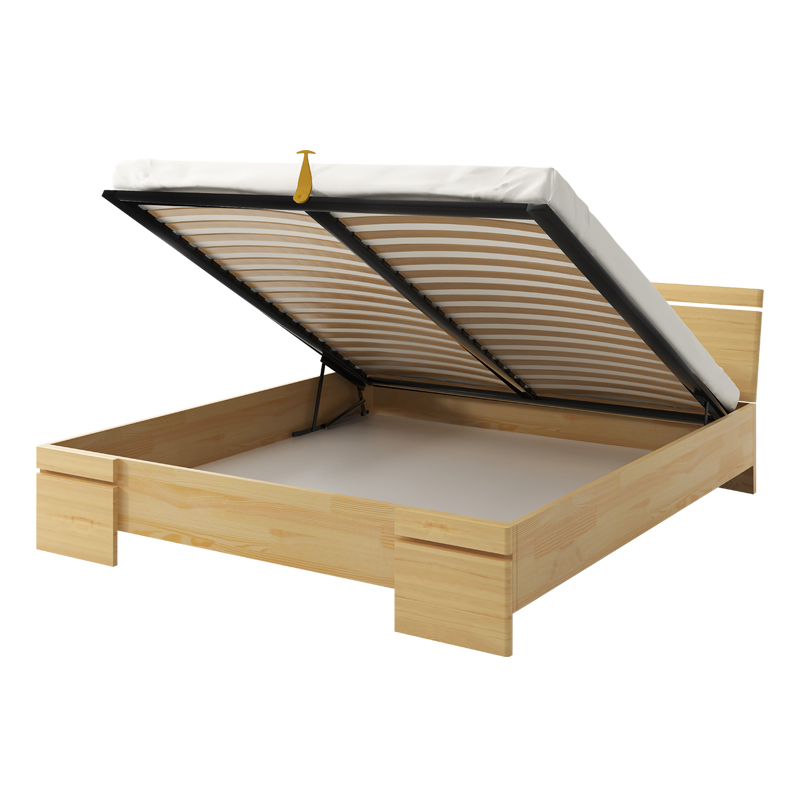 Łóżko Lopar z drewna sosnowego z pojemnikiem na pościel - zdjęcie 1