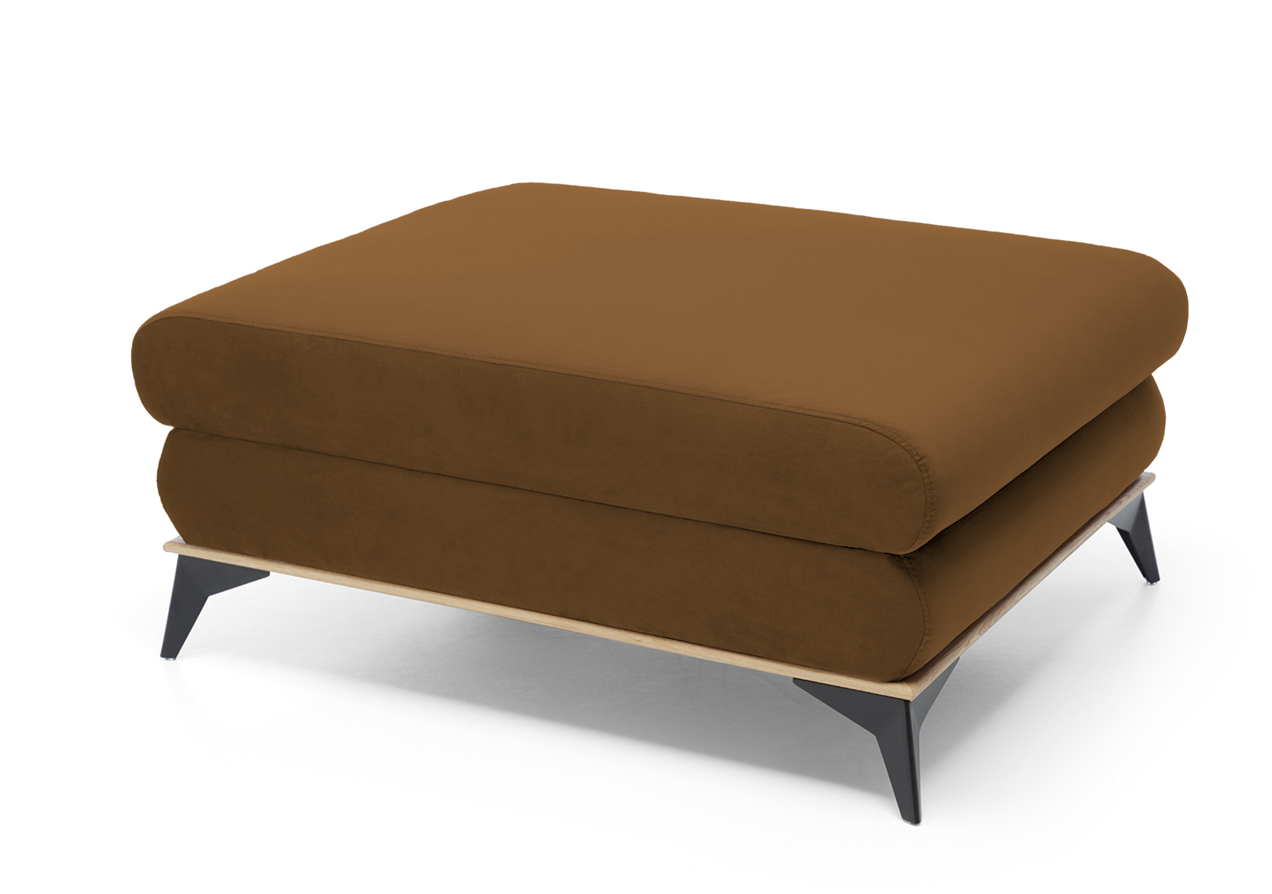 Pufa Stoverto brązowa w tkaninie hydrofobowej welur - zdjęcie 1