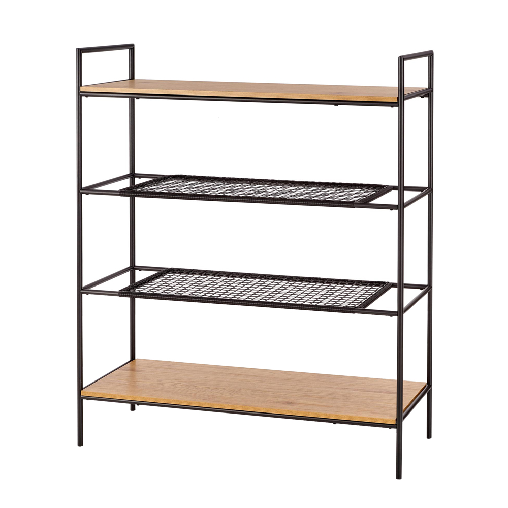 Regał otwarty Logiship 129 cm dąb złoty- czarny - zdjęcie 1