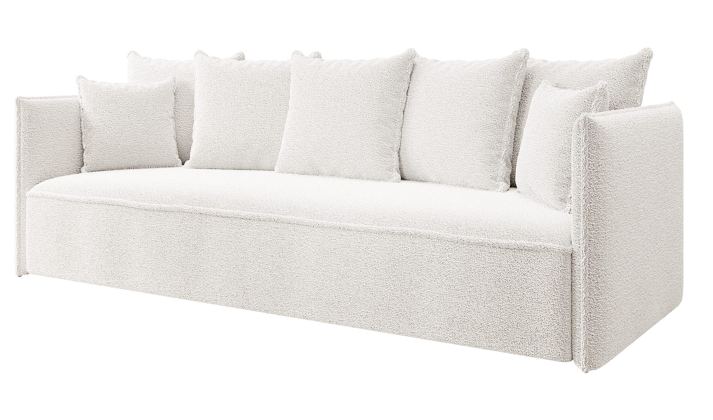 Kanapa rozkładana trzyosobowa Calabrio z pojemnikiem boucle kremowa - zdjęcie 1