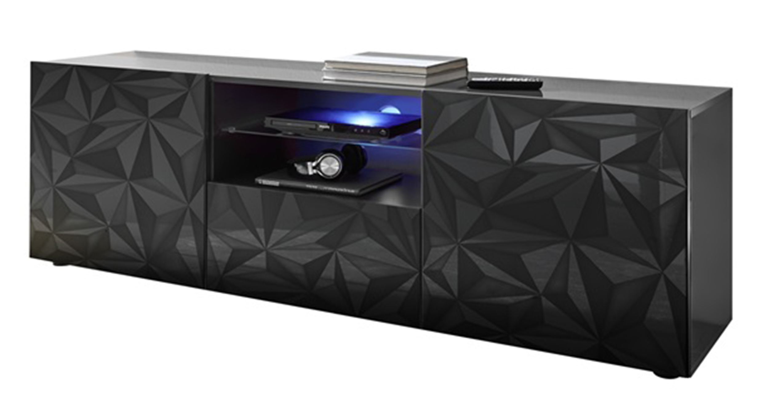 Szafka RTV Secutte dwudrzwiowa antracyt z oświetleniem LED - zdjęcie 1