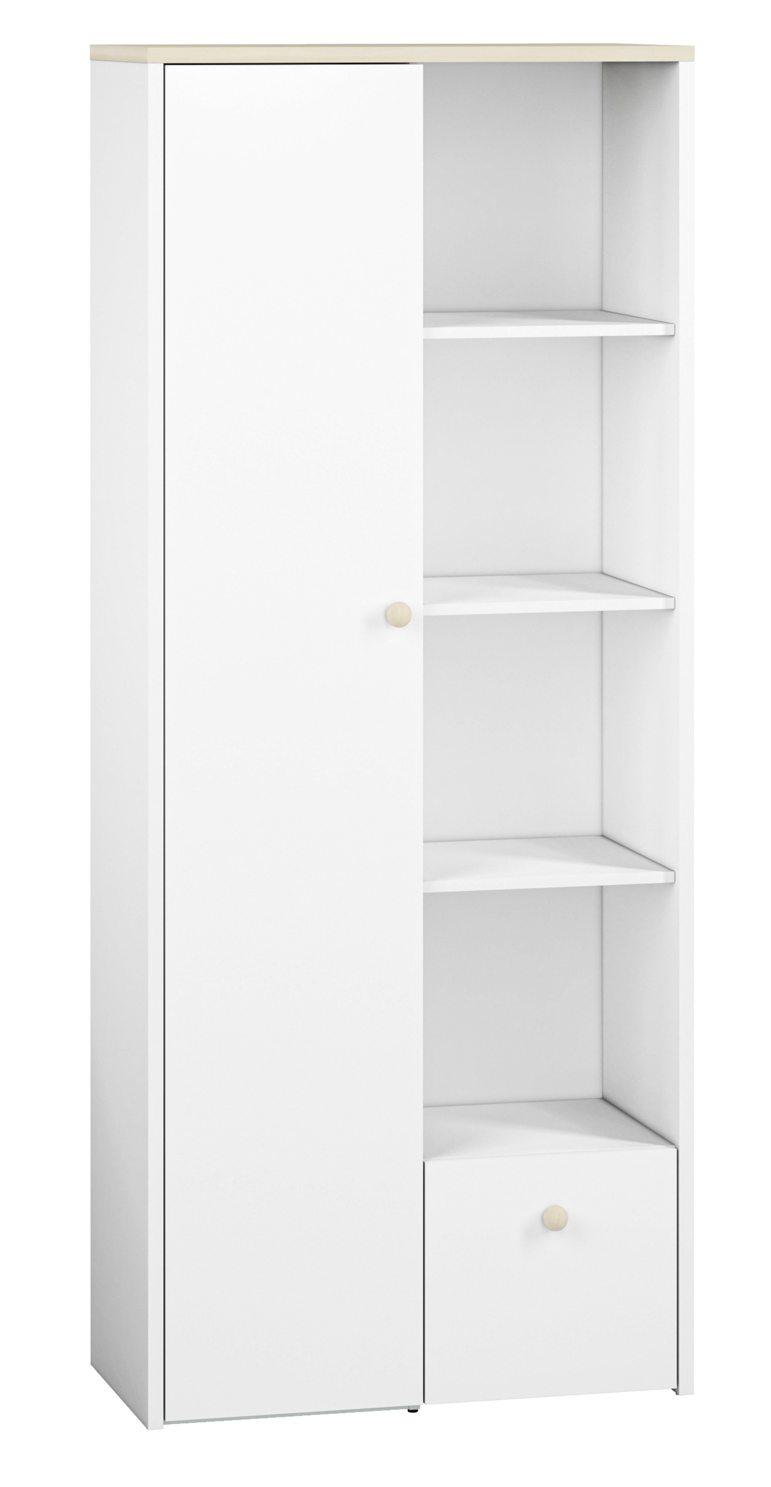 Regał jednodrzwiowy Rettio 80 cm biały/buk Fjord - zdjęcie 1