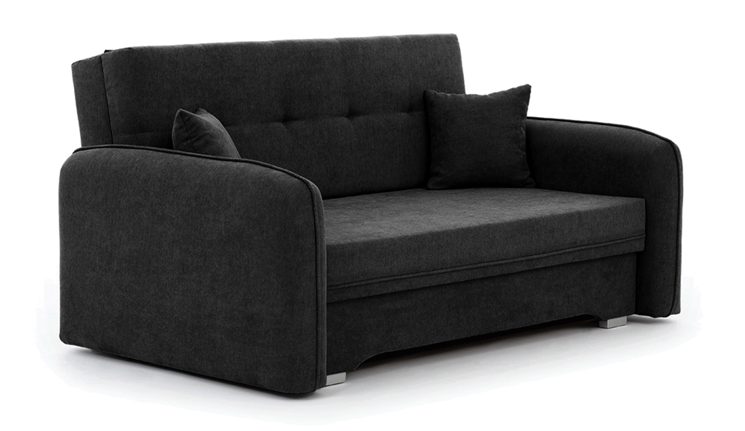 Kanapa rozkładana trzyosobowa Trebbio z pojemnikiem czarna plecionka - zdjęcie 1